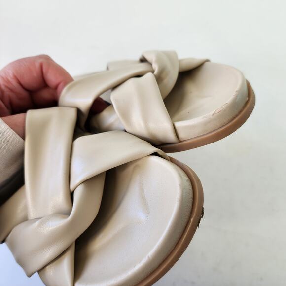 Silent D Helena Slide Sandals EU 37 US 7 Beige Crisscross Knot Slides - Picture 4 of 6